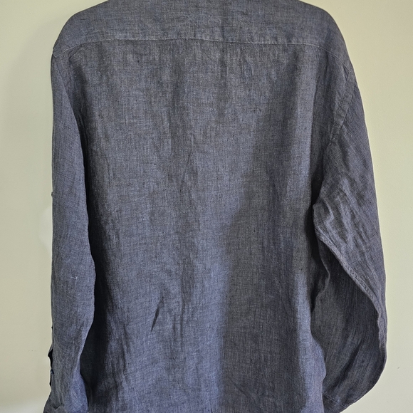 Trovare Slate Blue 100% Linen Dress Shirt Size XL - Picture 3 of 5